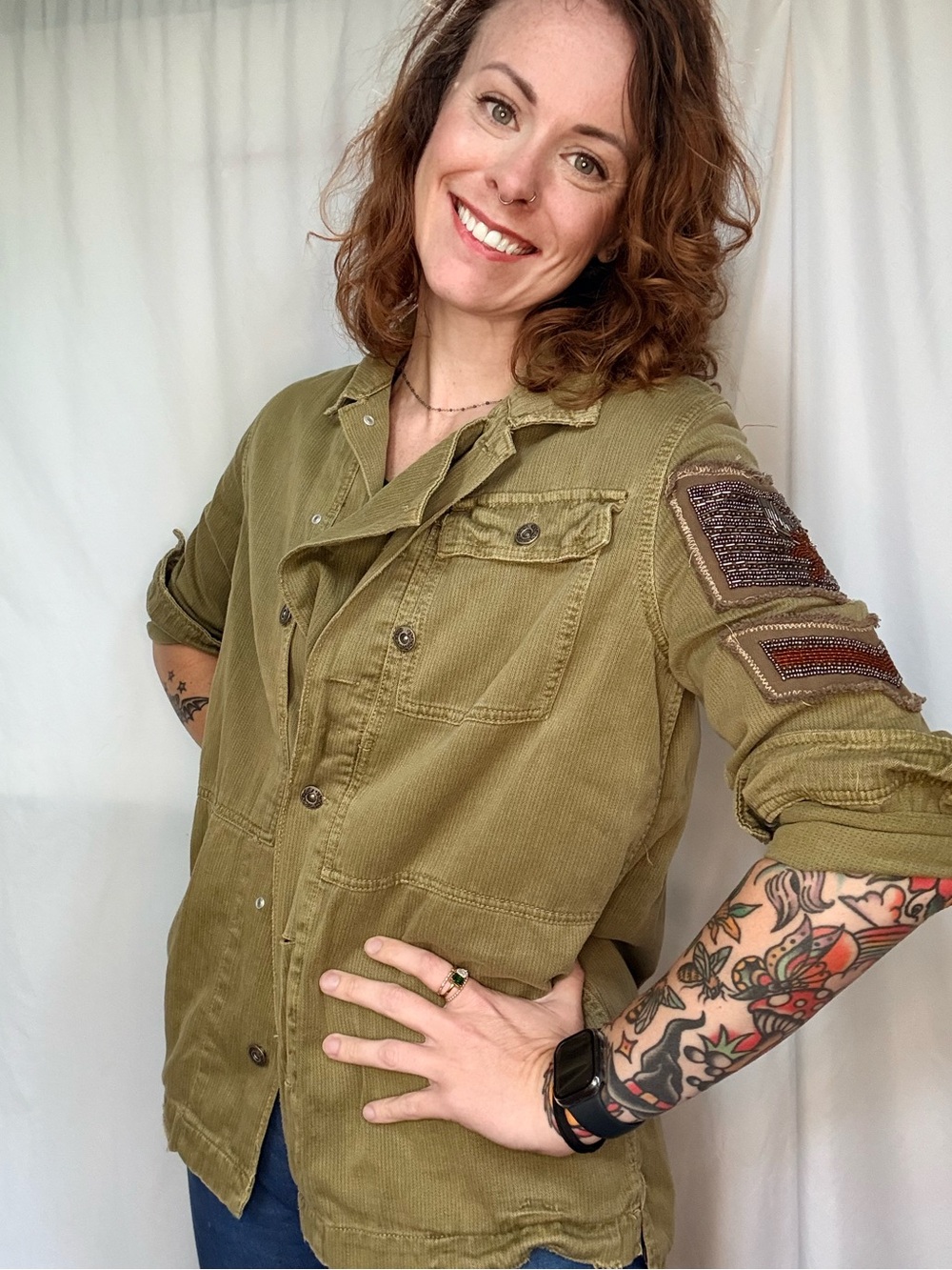 Free People Olive Green Utility Jacket